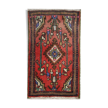 Persian wool rug handmade oriental 38x67cm
