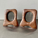 Pair of antique art nouveau copper metal photo frame  hammered copper