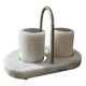 Vintage white marble salt and pepper shaker set