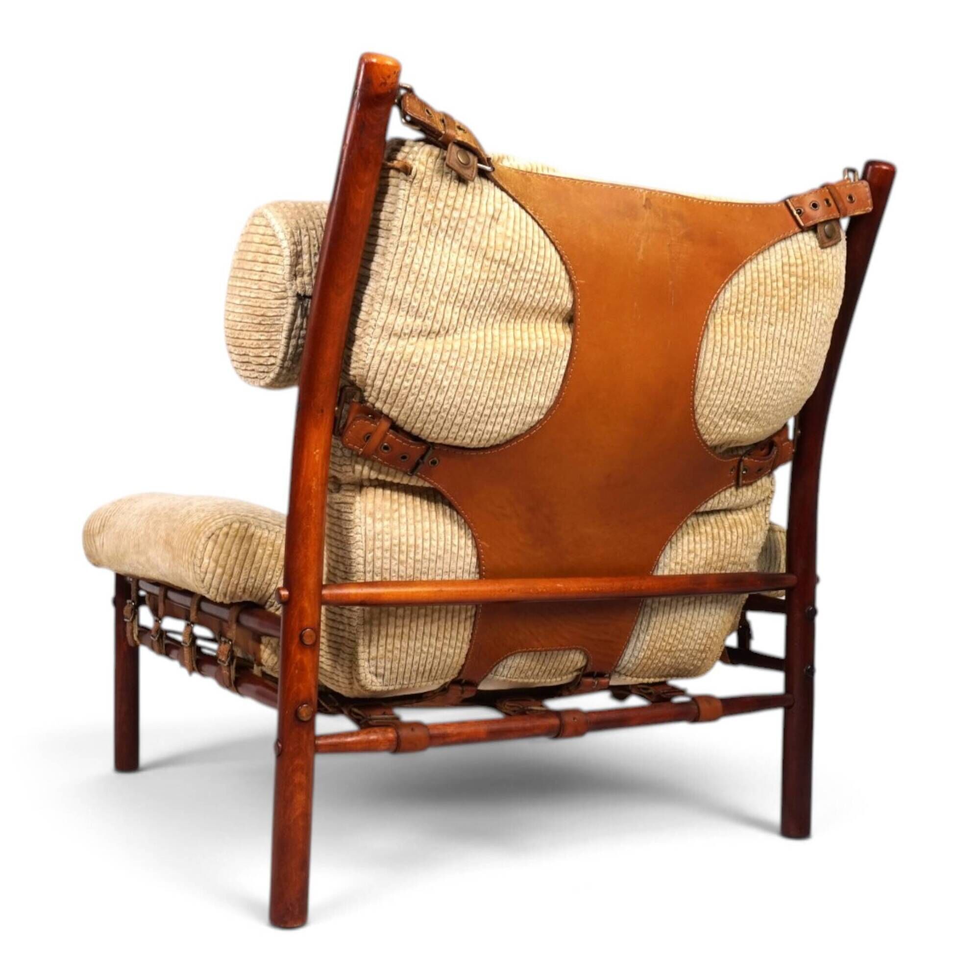 Arne Norell Inca Lounge Chair with Ottoman – Original Cord Upholstery, 1970