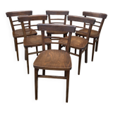 6 Viennese bistro chairs in curved wood, 1960