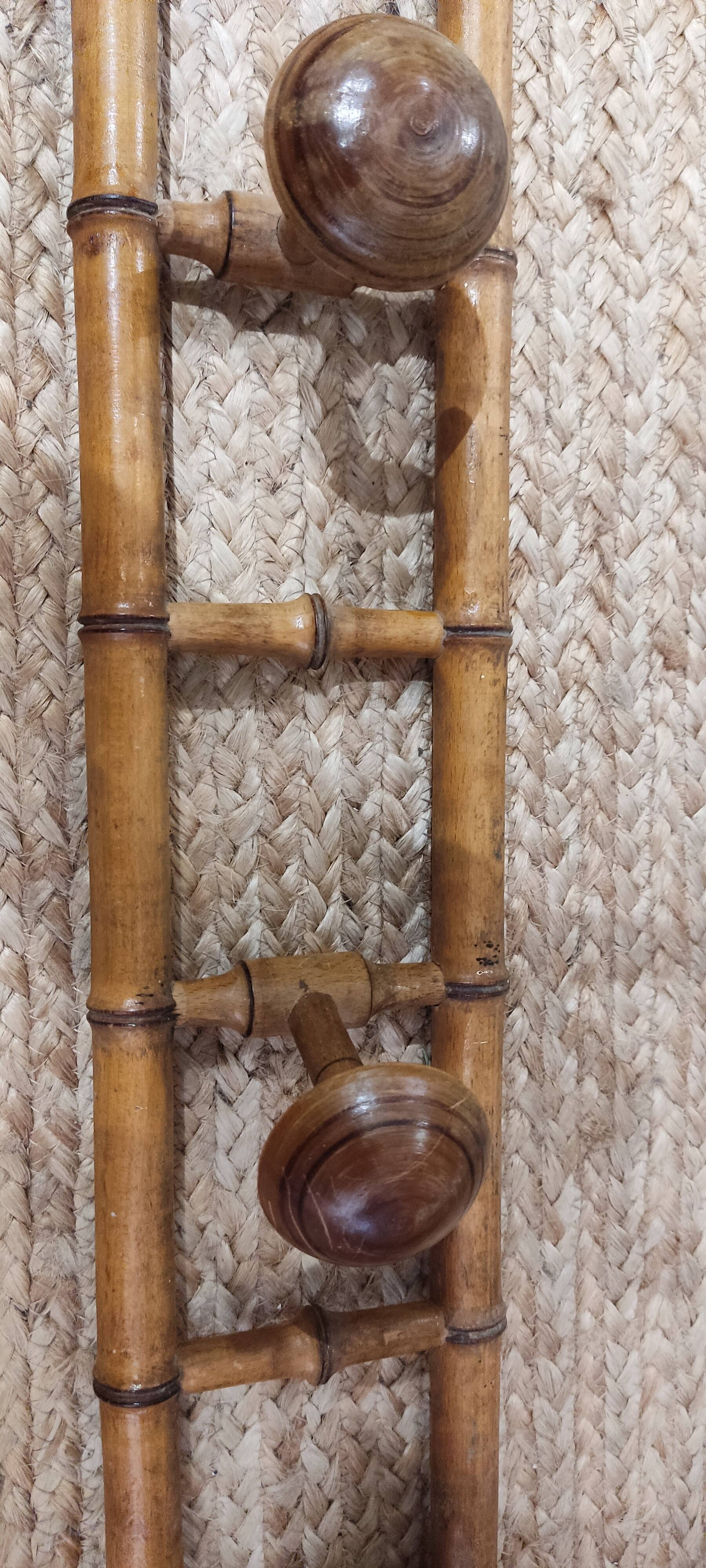 Bamboo wall-mounted coat and hat rack