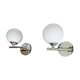 Pair of sconces with an opaline globe and chrome structure from the 1970s
