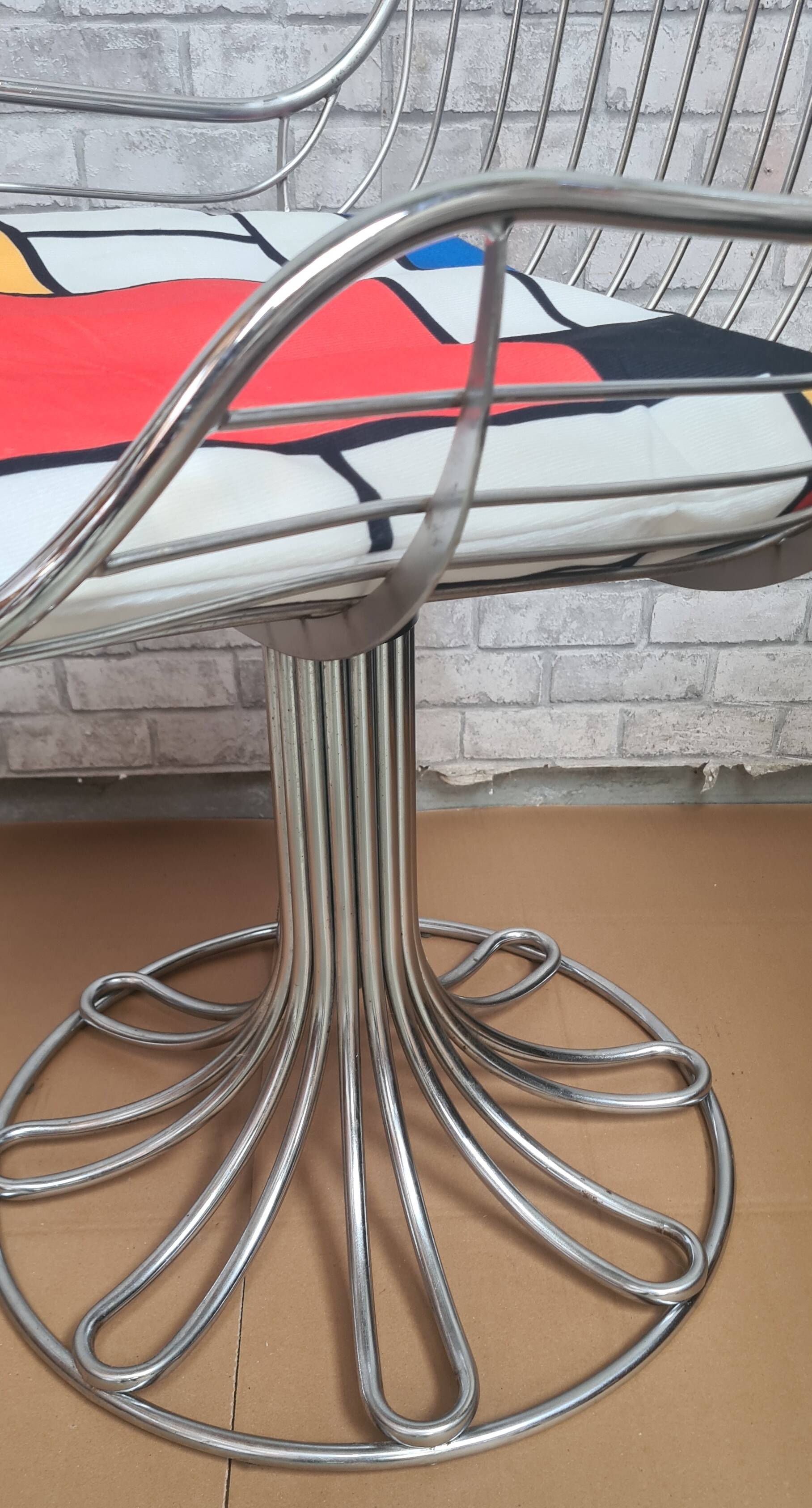 Metal chair by Gastone Rinaldi 1960 cushion piet mondrian very good and