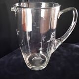 Water jug, blown glass carafe, engraved decoration.