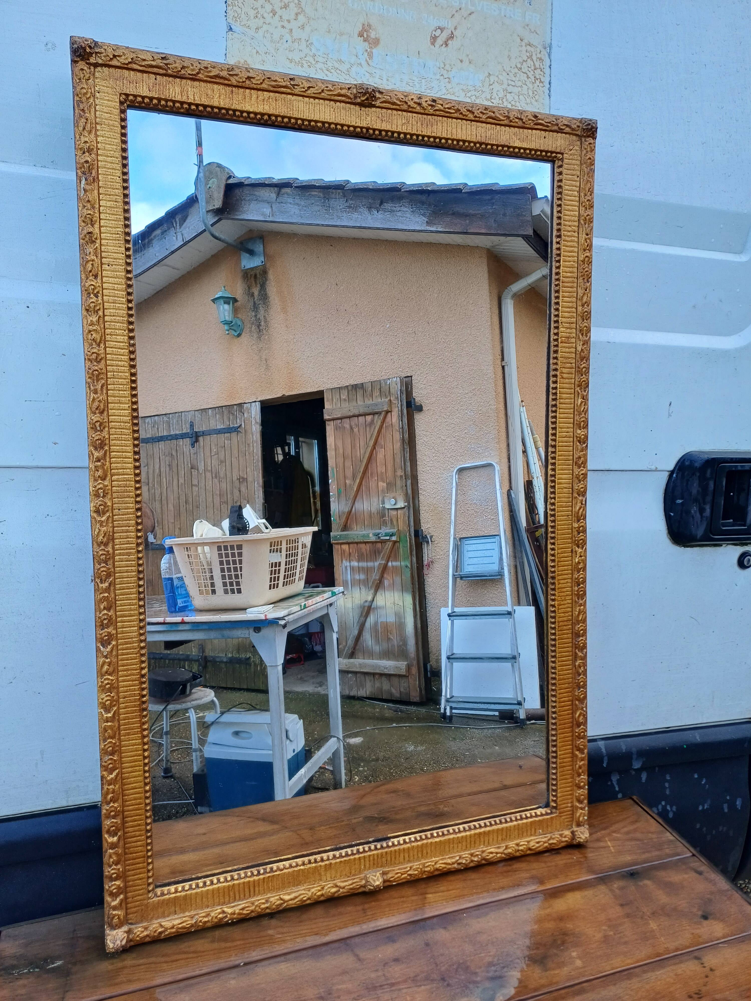 Miroir 19 éme Bois et Stuck Doré