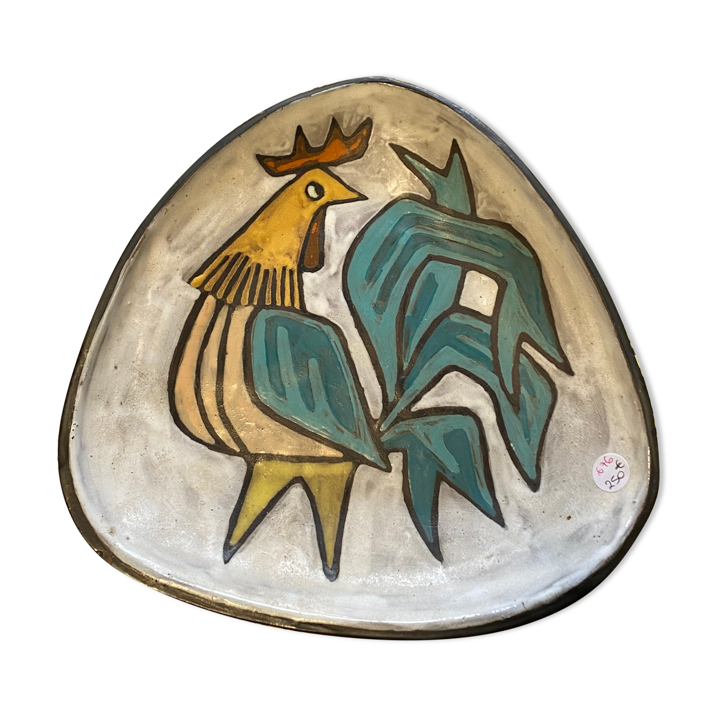 Rooster ceramic cup signed Manoy