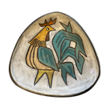 Coupe en céramique coq signée Manoy