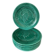 Vallauris - Set of 6 earthenware fish plates with green glaze