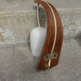 Pair of vintage Philips wood and opaline wall lamps
