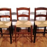 Vintage children's chair in wood and straw