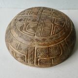 Large carved wooden basket from the Marquesas Islands, folk art