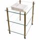 Elegant wheeled serving trolley in gilded brass and glass, in a spirit