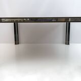 Paolo Barracchia Italian Steel and Inlaid Wood Dinning Table by Roman Deco