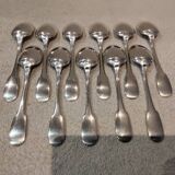 11 silver-plated dessert spoons by Christofle, Cluny pattern, striped