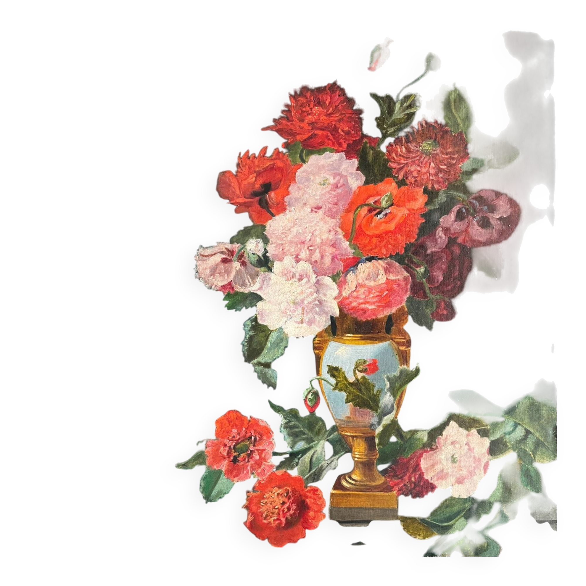 Table HST "Bouquet of flowers on a console" signed late 19th century