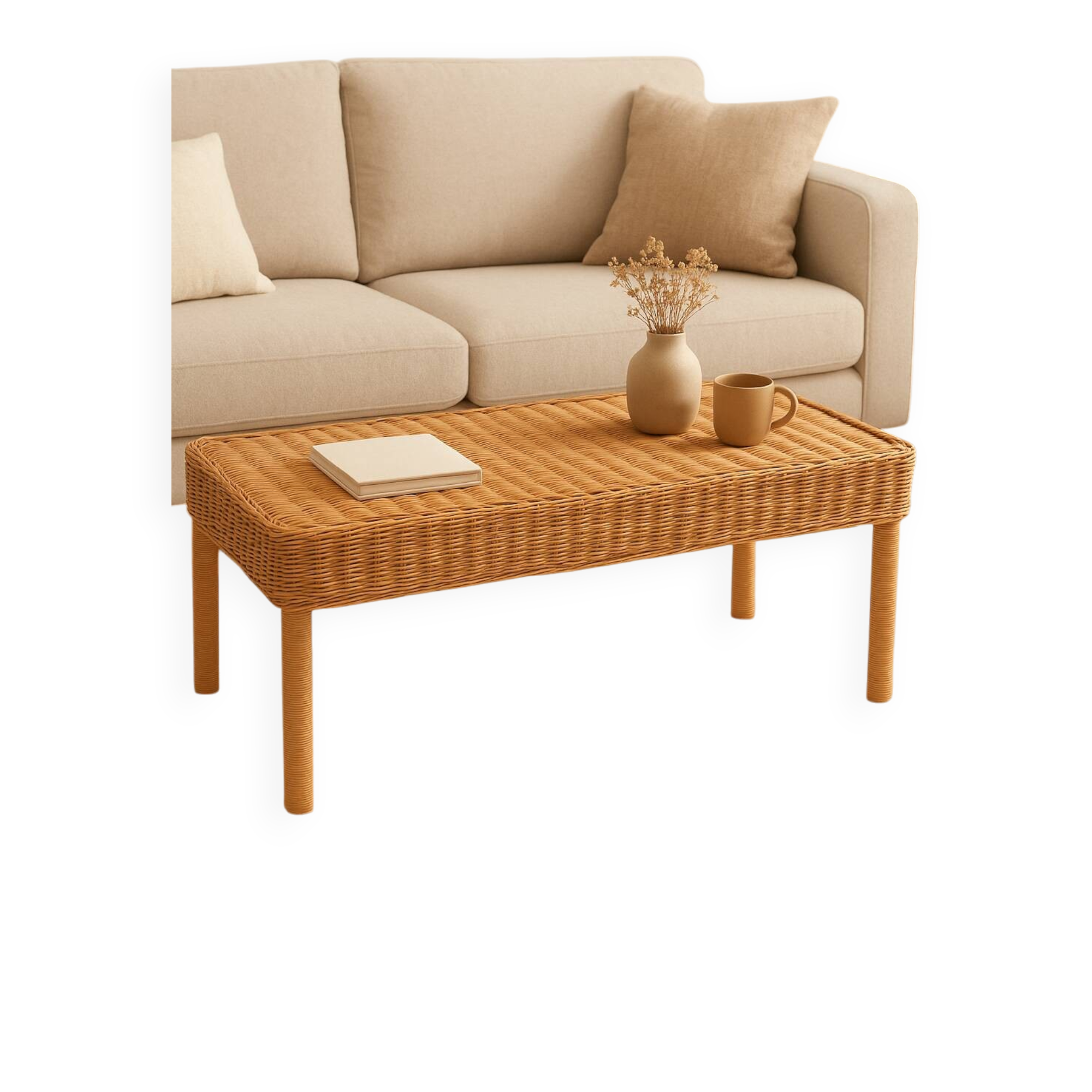 Am.pm rattan coffee table / bench – vintage 90s – excellent condition