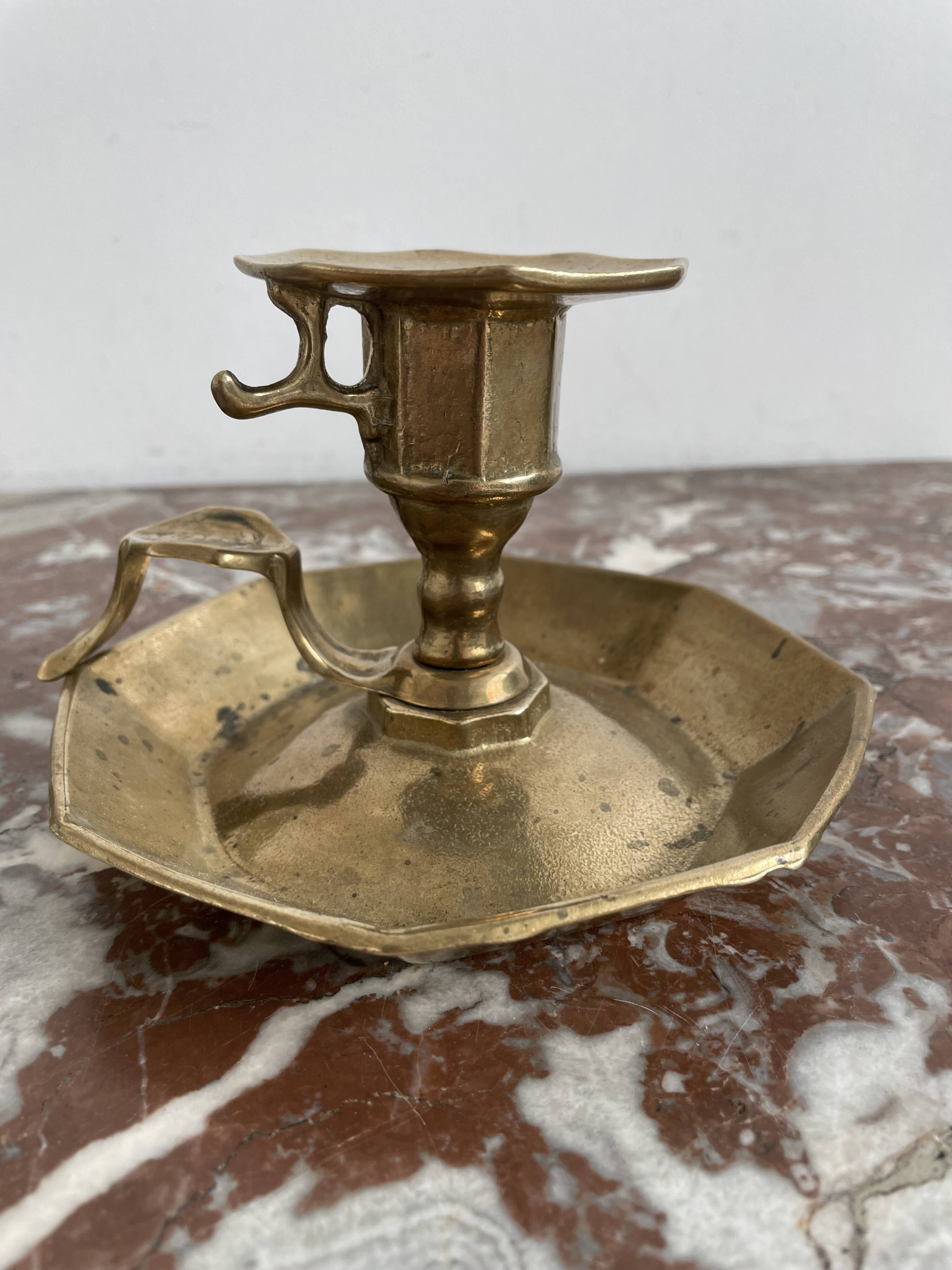 Vintage, hand candle holder, cellar rat, brass, gold, gold, handle, 50s, decoration, shabby chic