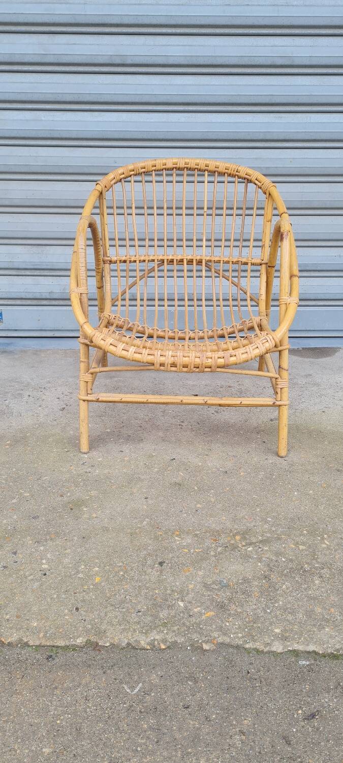 Rattan shell armchair 1960