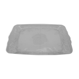 Plateau verre décor roses vintage french glass tray