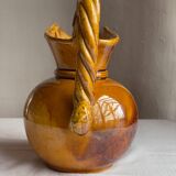 Vallauris 1950 Ewer or Pitcher with twisted handle in enameled ceramic