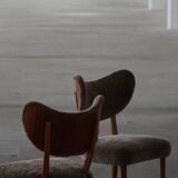 Danish chair from the mid-20th century, dining/office chair in lamb's wool, Eva Koppel, 1950s.