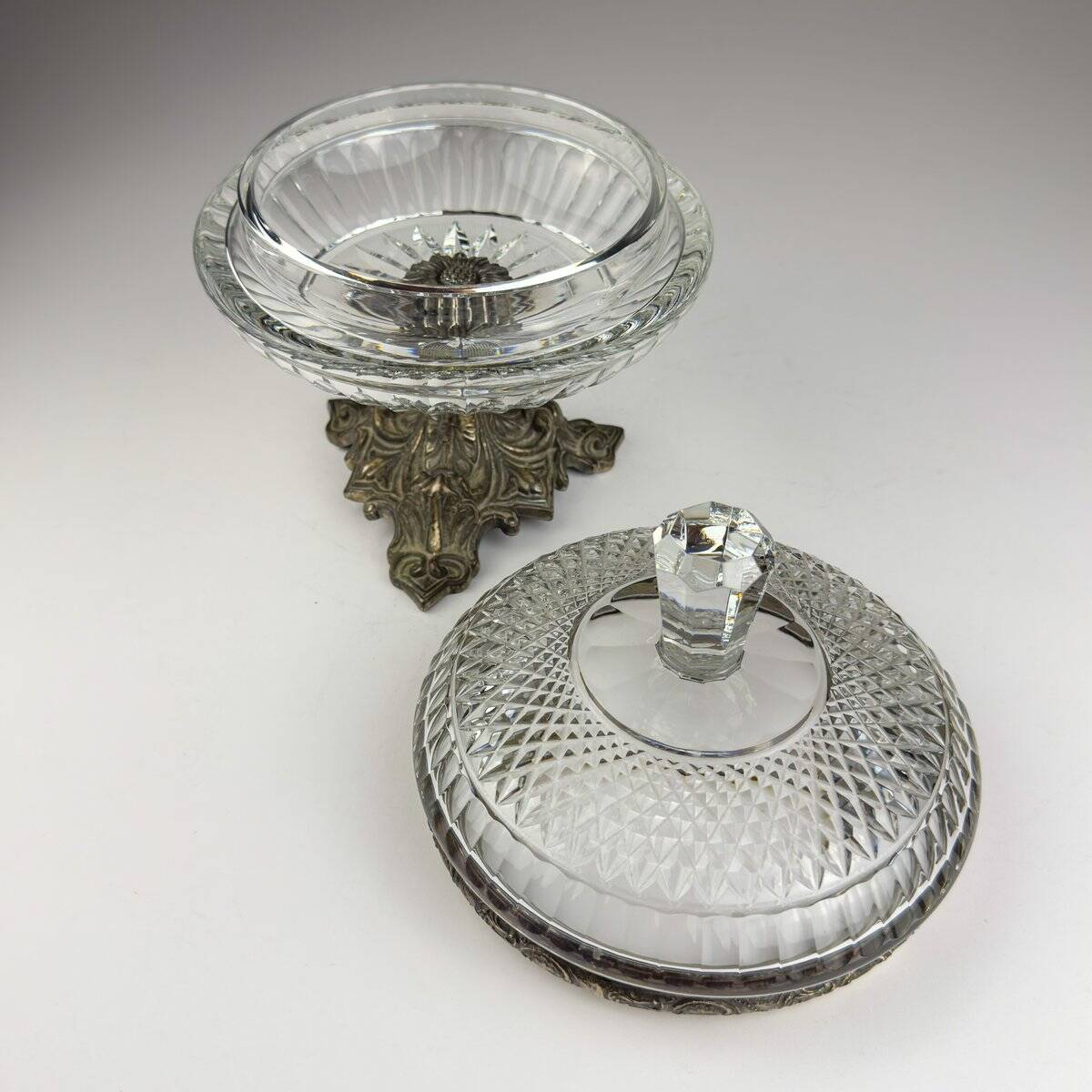 Antique glass bowl with a bronze base, Italy, 1920s