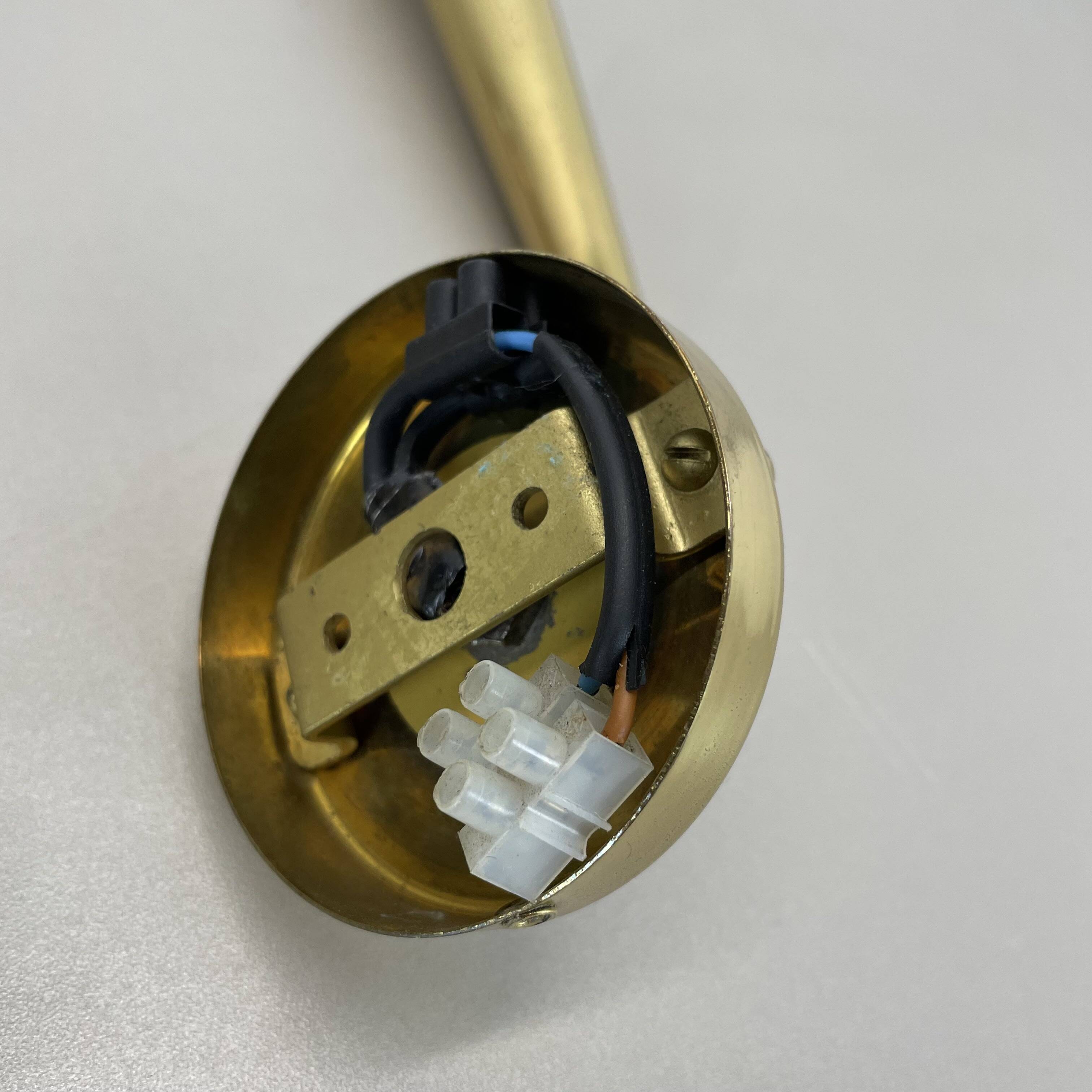 set of 2 Brass "TORCH" Stilnovo Style Theatre Wall Light Sconces, Italy, 1970s