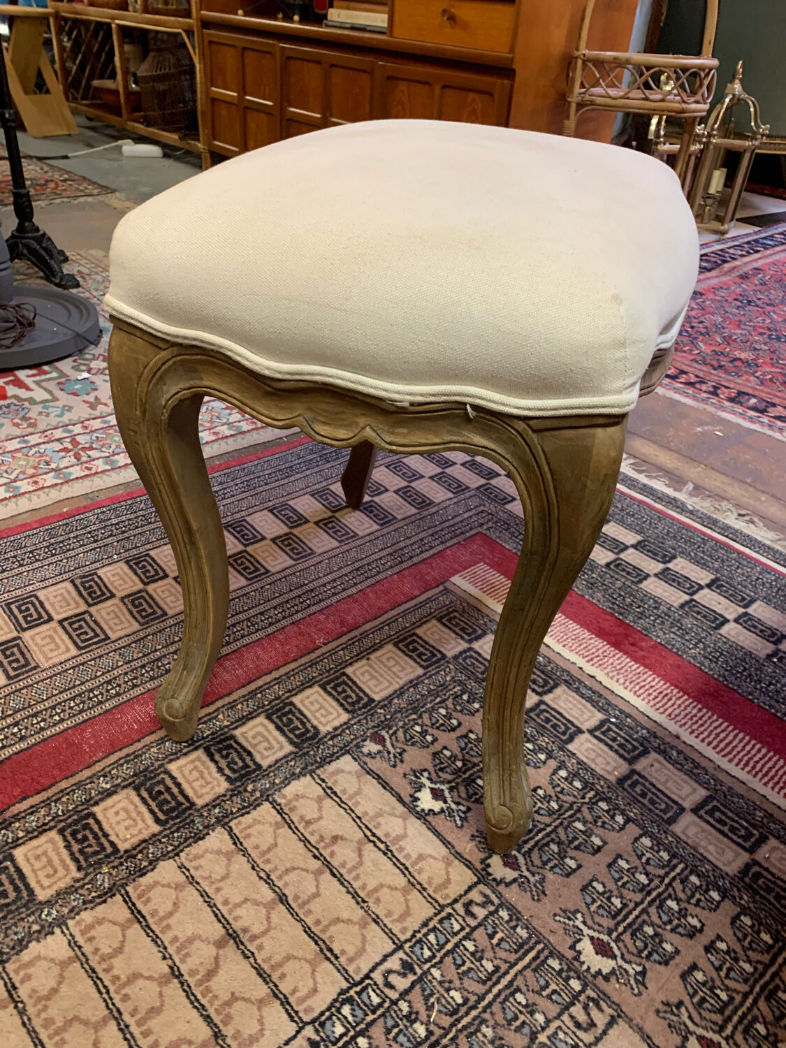 Pair of beige stool Louis XVI style