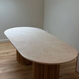 Marble and wood dining table