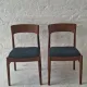 Pair of Henning Kjaernulf teak dining chairs sea blue-green, Denmark 1960s