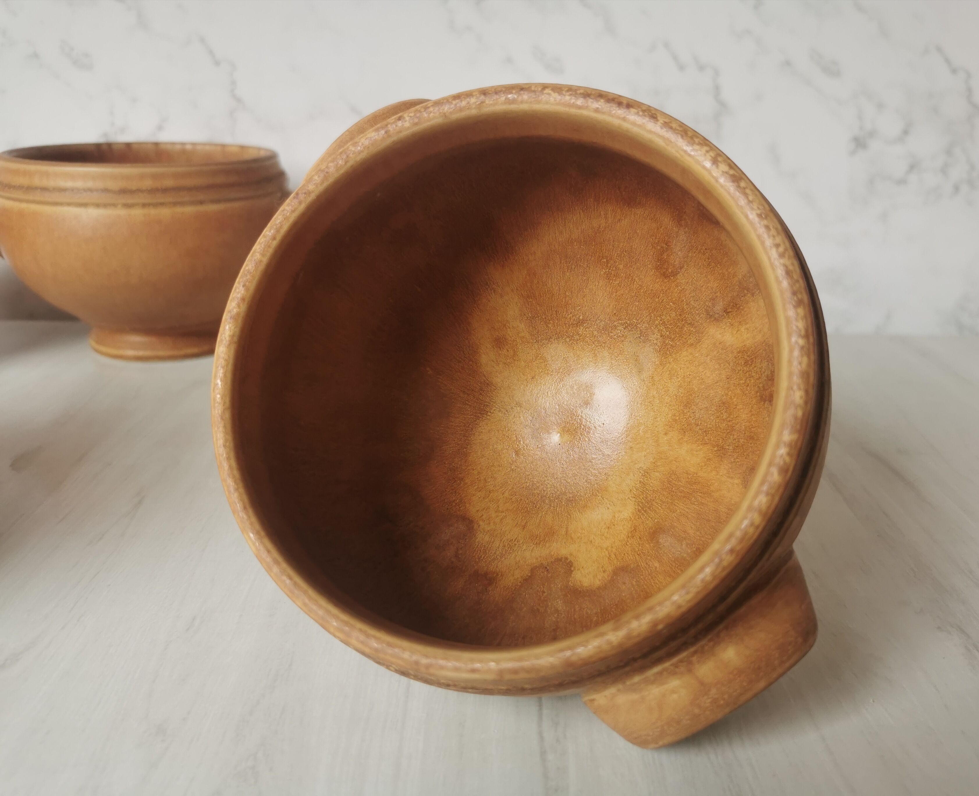 Vintage eared sandstone bowls