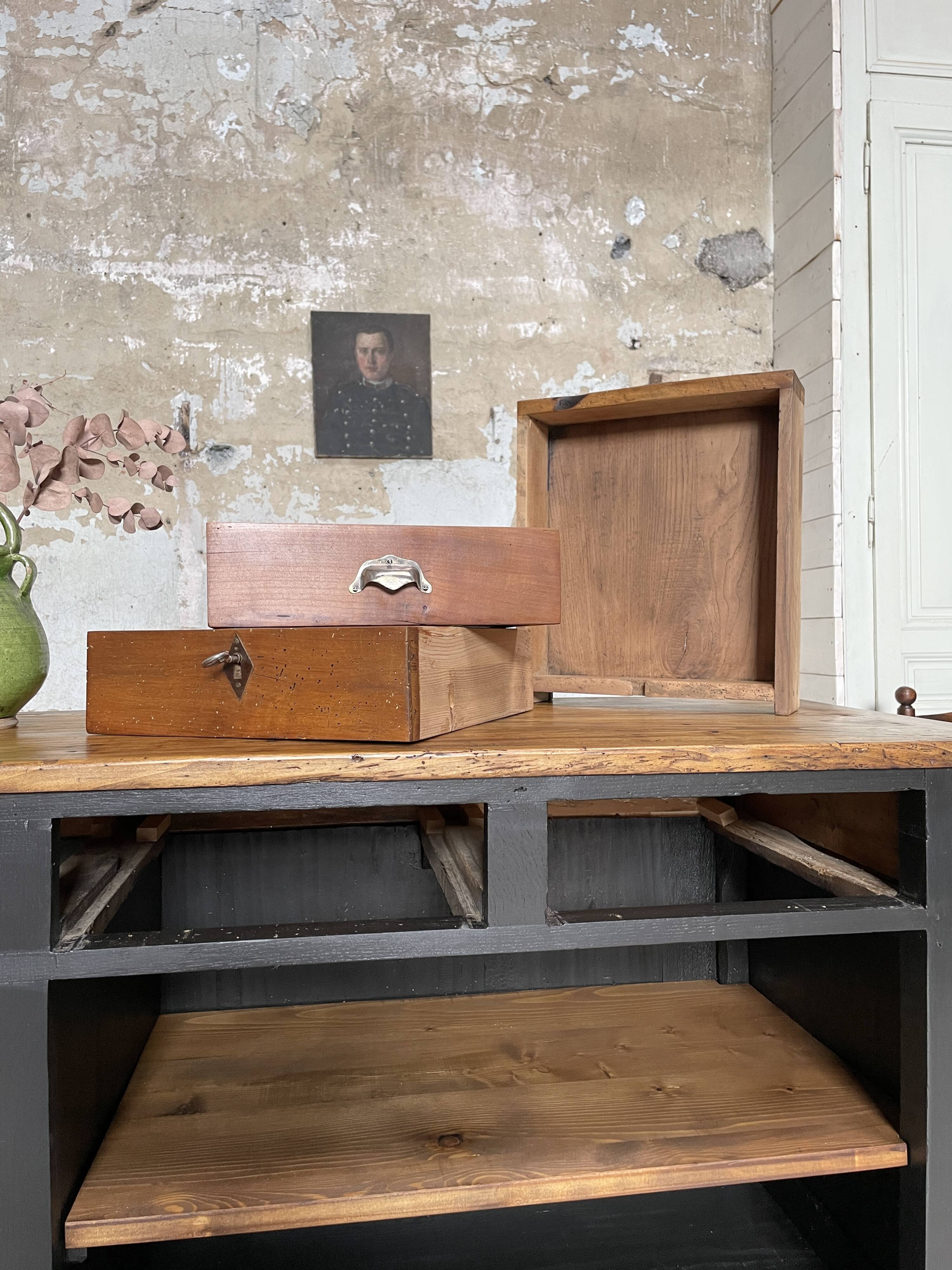 Solid wood box counter.
