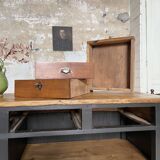 Solid wood box counter.