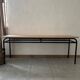 raw wood table, metal legs