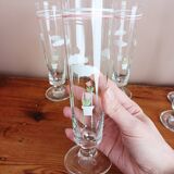 Set of 5 floral champagne glasses