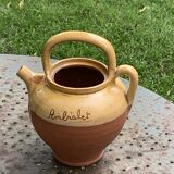 Gargoulette, Provencal jug in artisanal pottery and yellow enamel
