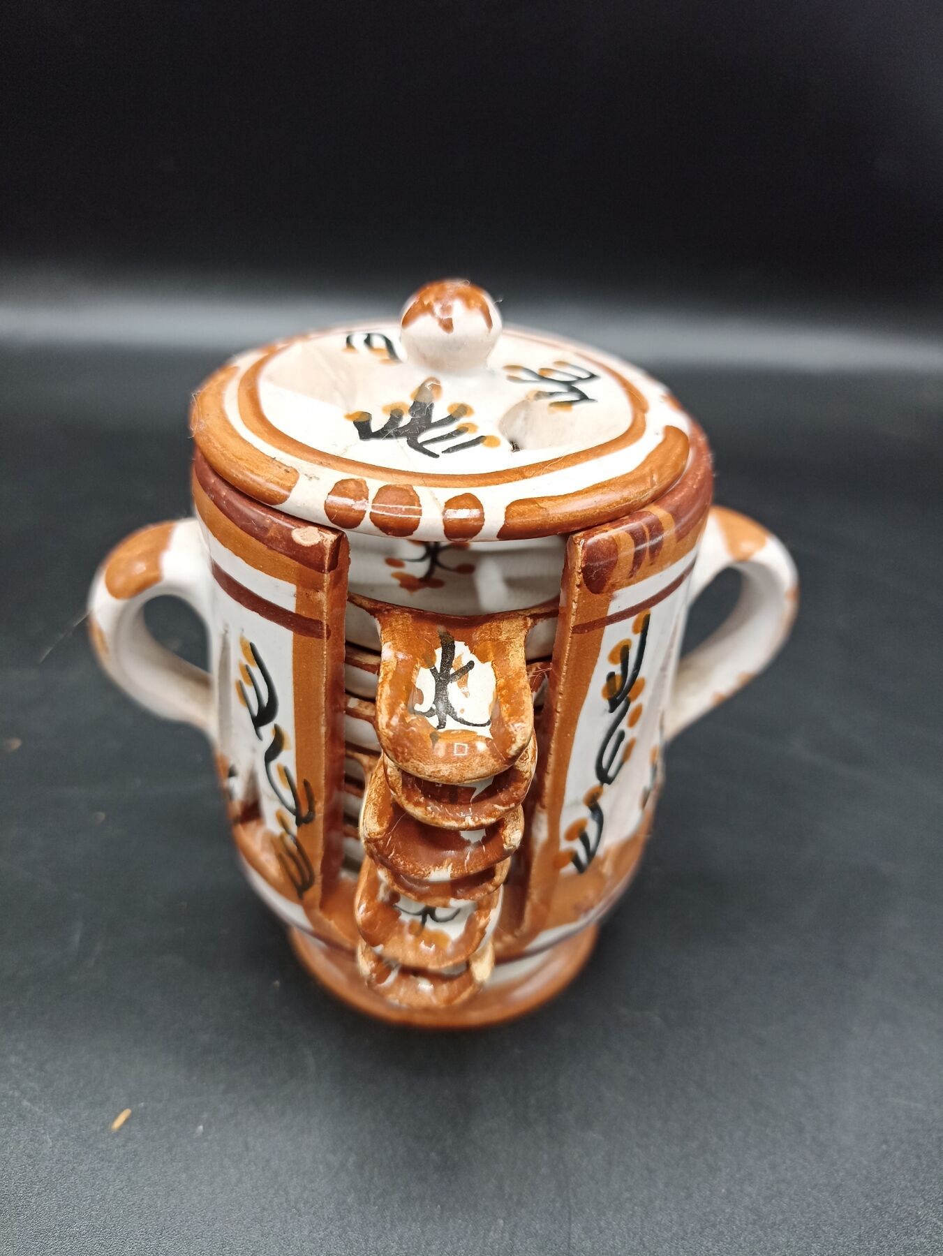 Glazed terracotta guest ashtray - Chocolate