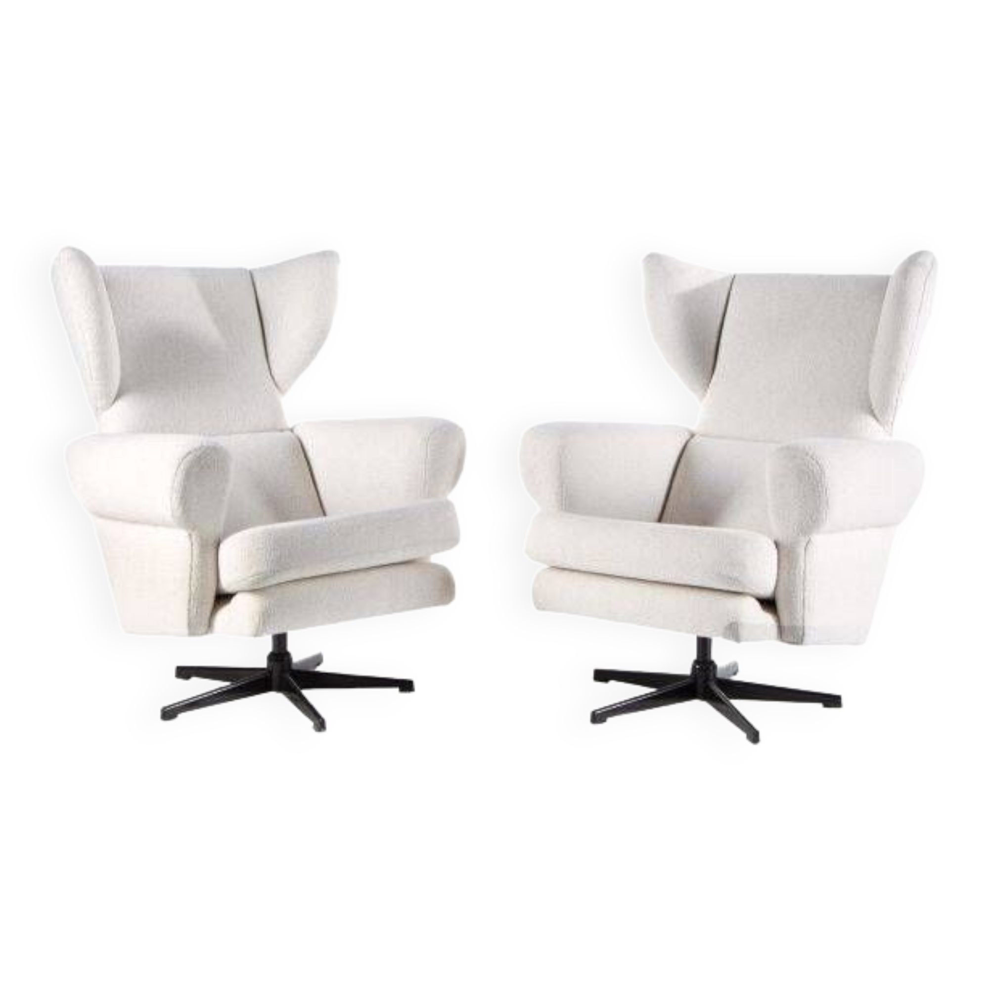 Set of 2 vintage white armchairs, Drevotar, 1970s