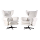 Ensemble de 2 fauteuils blancs vintage, Drevotar, 1970