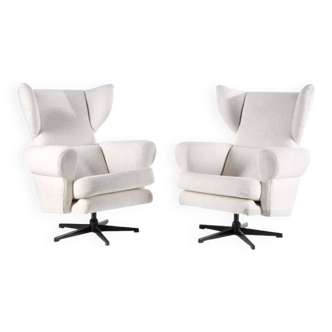 Set of 2 vintage white armchairs, Drevotar, 1970s