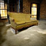 Vintage mustard yellow baroque sofa / three seater