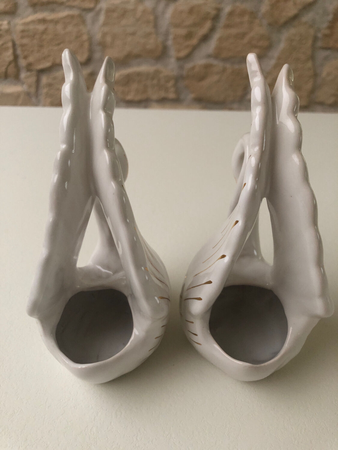 Pair of ceramic swans