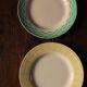 Set of 6 mismatched Art Deco red green yellow dinner plates Digoin