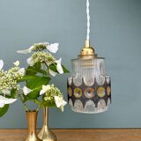 Vintage 70s glass tulip pendant light