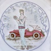 Vintage italian plate primula, art deco design, 1970s-80s.