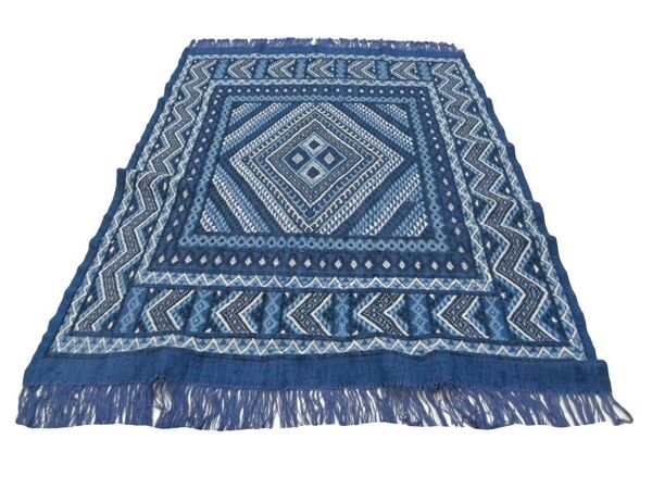 tapis bleu kilim berbère 220x156cm