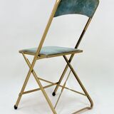 Ancien paire de chaises pliantes chaisor - métal & velours - vintage 60's 70's