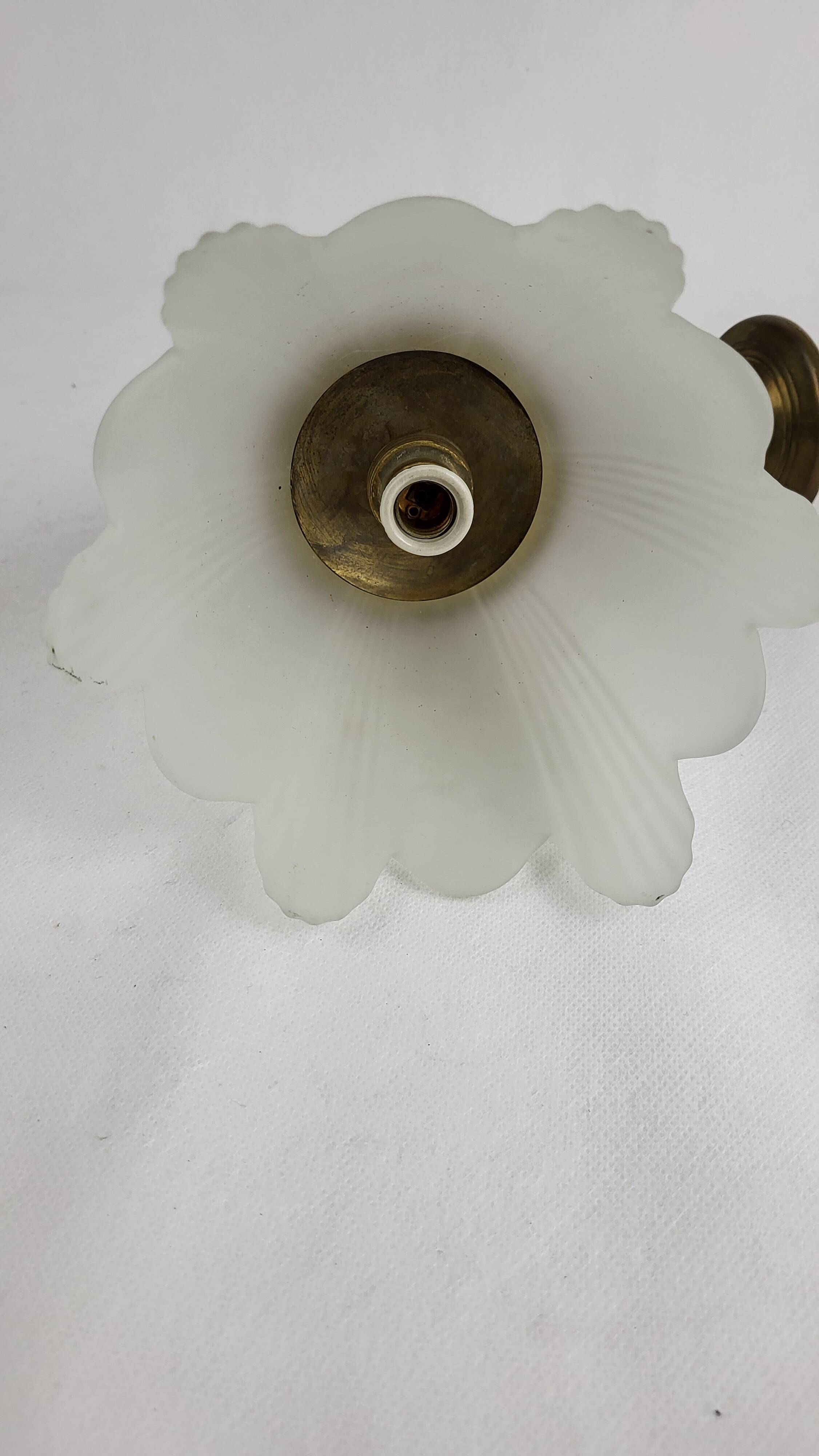 Flambeau Wall Lamp Glass & Brass 1950s