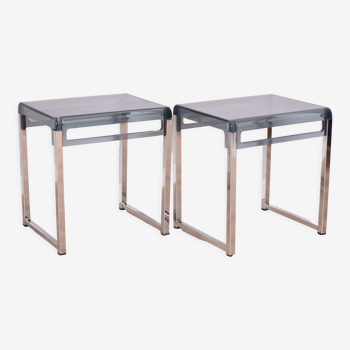 Pair of plexiglass tables, 1980s